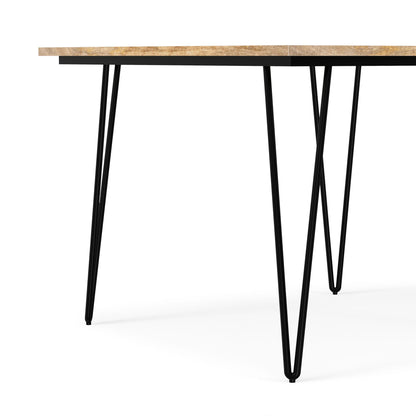 Square Mango Wood Dining Table with Hairpin Legs, mango wood top, black metal legs, HouseOfZazla on Tampa Home & Garden Store