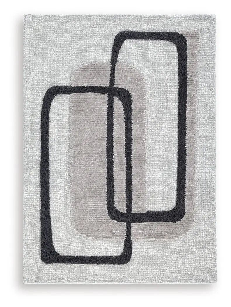 Davismour rug by Unique Piece Furniture; neutral beige area rug with black abstract loops on Tampa Home & Garden Store