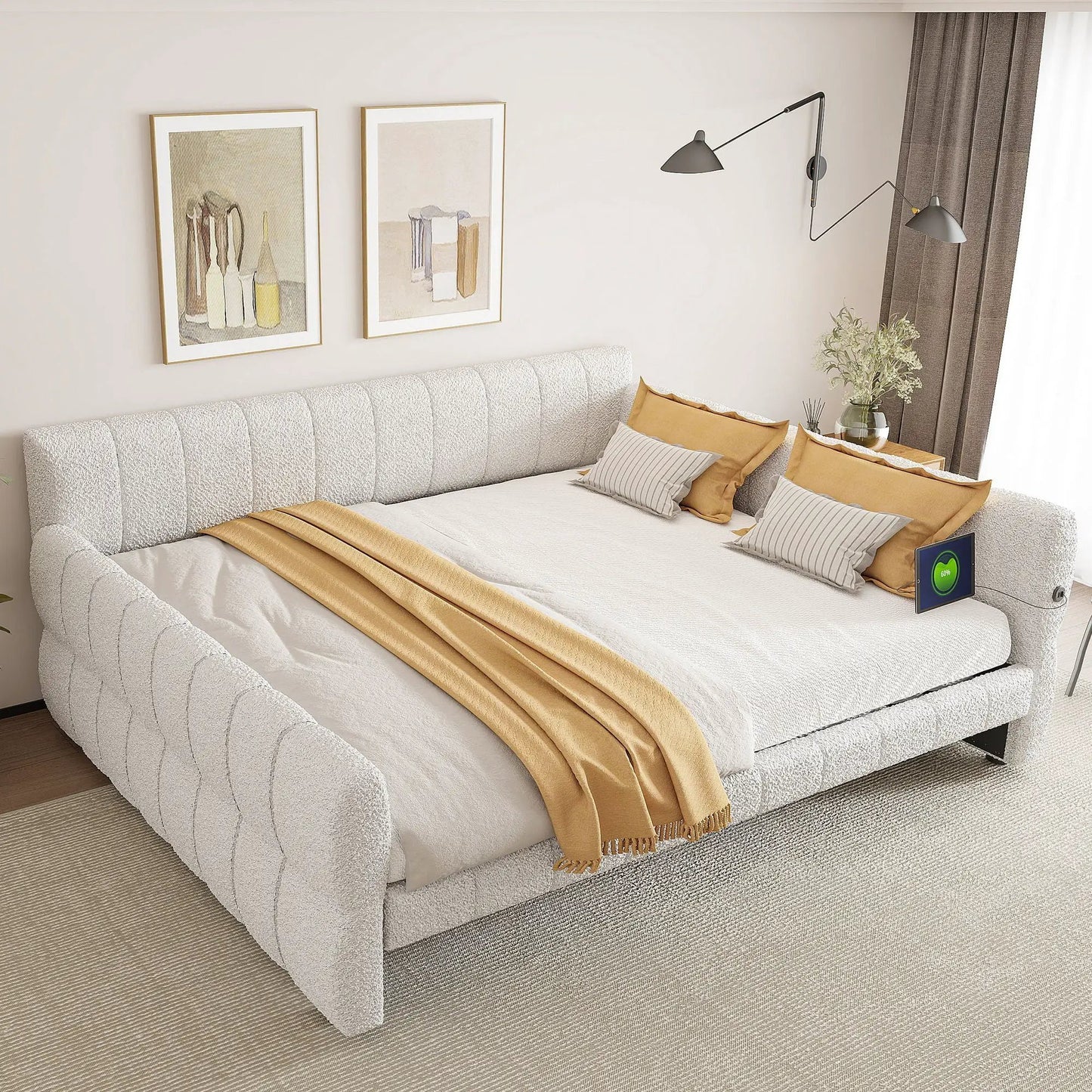 Upholstered Platform Bed With USB Charging Ports