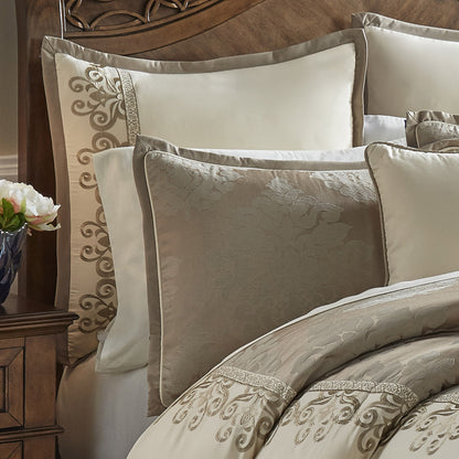 Hillcrest Ivory Damask and Jacquard Comforter Set