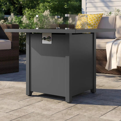 Powdercoated Fire Pit With Top - Gray, glass wind guard, Unique Piece Furniture Fire Pits on Tampa Home & Garden Store
