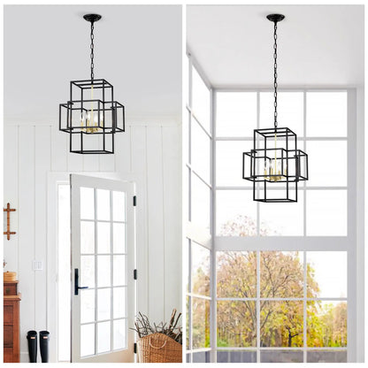 4 Light Metal Lantern Pendant Chandeliers