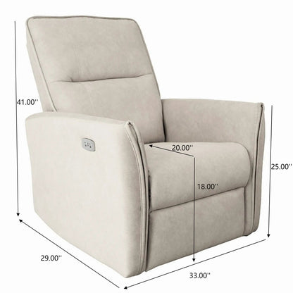 Asheville suede recliner chair in beige with plush back and side lever on Tampa Home & Garden Store