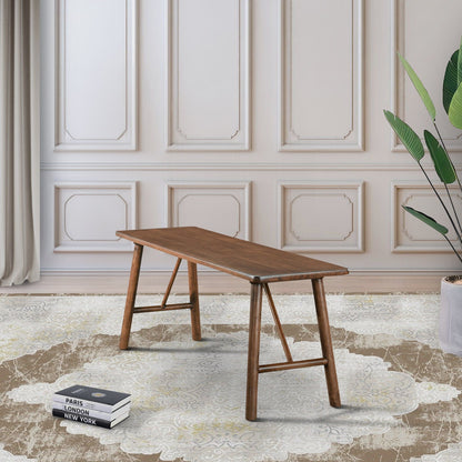 Walnut brown accent bench with solid wood construction in mid-century style on Tampa Home & Garden Store