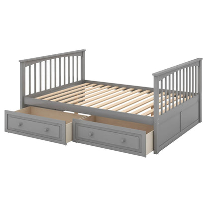 Bunk Bed With Drawers gray finish with two front drawers and slatted bed base convertible on Tampa Home & Garden Store