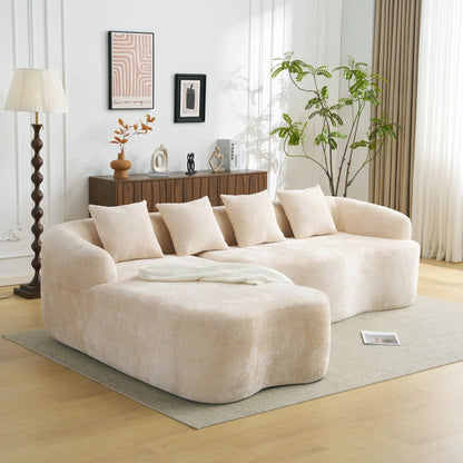 Modular L-Shape Sectional Sofa With Curved Chaise cream upholstery Unique Piece Furniture on Tampa Home & Garden Store