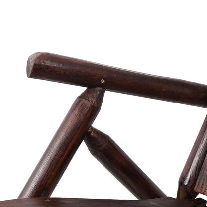 Durable wooden porch rocker fir log rocking chair in dark brown stain HouseOfZazla on Tampa Home & Garden Store