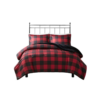 King/Cal King faux fur down alternative comforter set in red black buffalo plaid by HouseOfZazla on Tampa Home & Garden Store