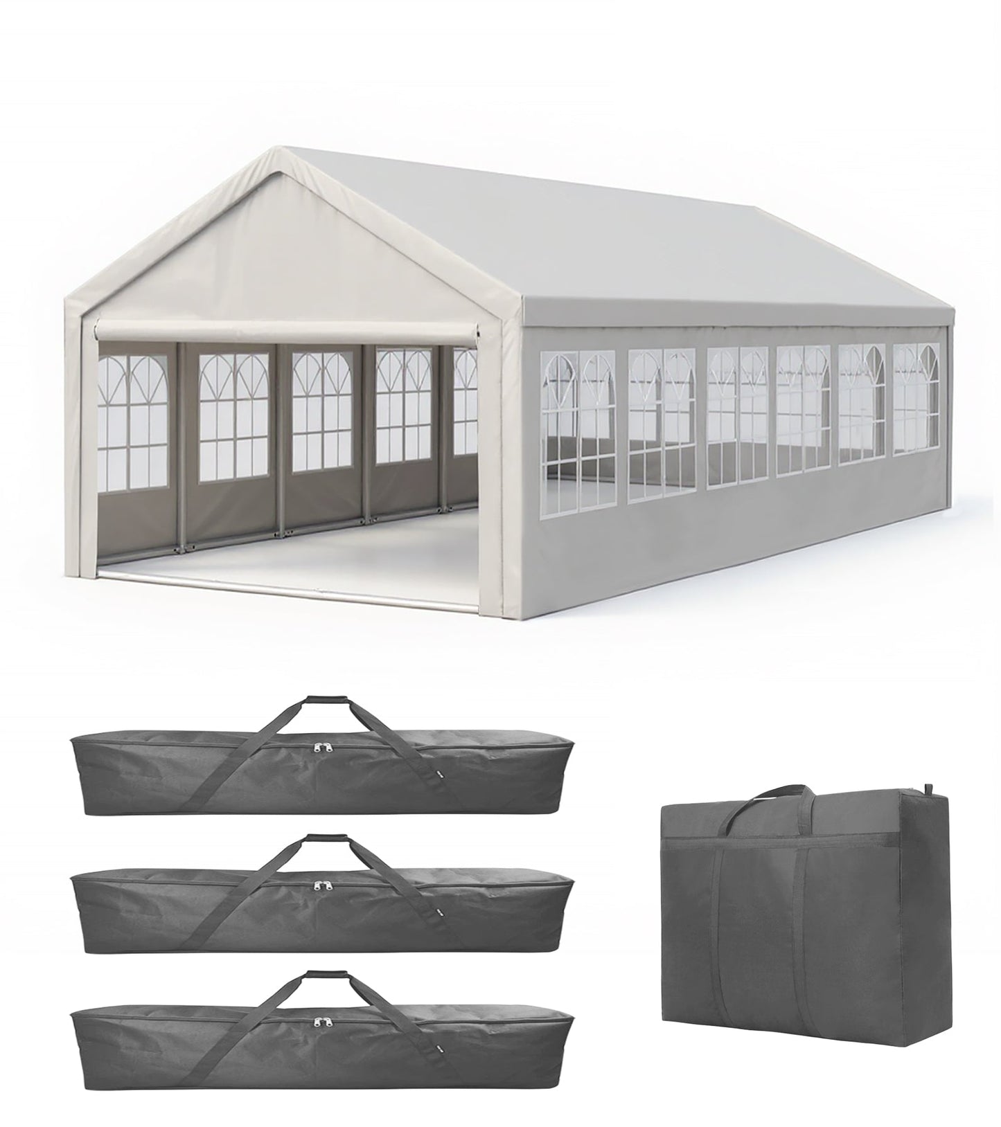 20x40 ft carport canopy party tent white frame with arched window sidewalls HouseOfZazla on Tampa Home & Garden Store