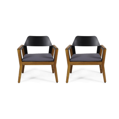 Soho transitional outdoor club chair set 2 teak wood with black cushions HouseOfZazla on Tampa Home & Garden Store