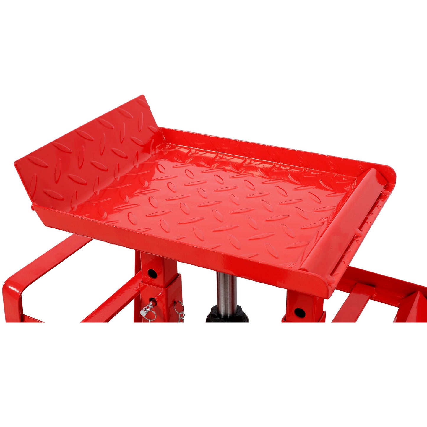 Auto service ramps with pedal, red diamond-plate platform, 5-ton hydraulic lift on Tampa Home & Garden Store