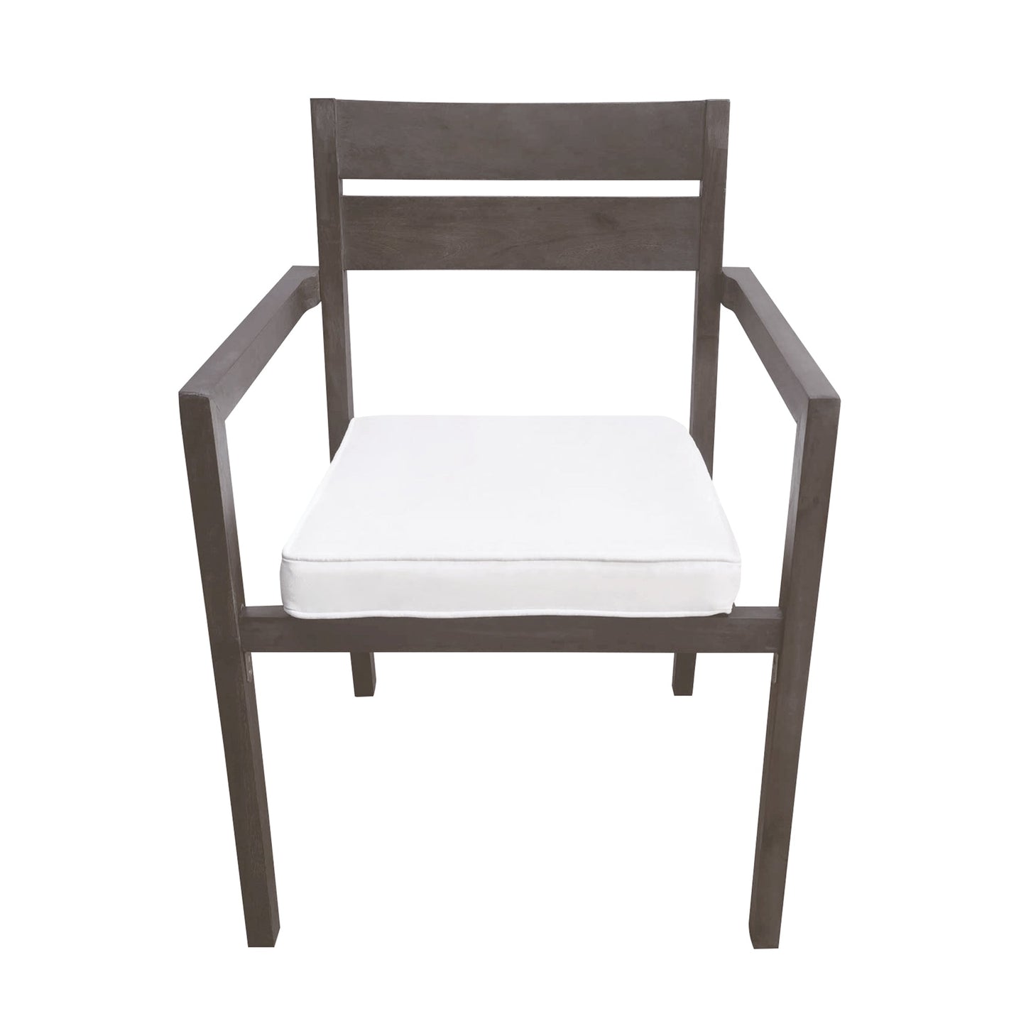 U_Style 7-Piece Acacia Wood Outdoor Dining Set with Cushions outdoor chair in dark brown with white cushion on Tampa Home & Garden Store
