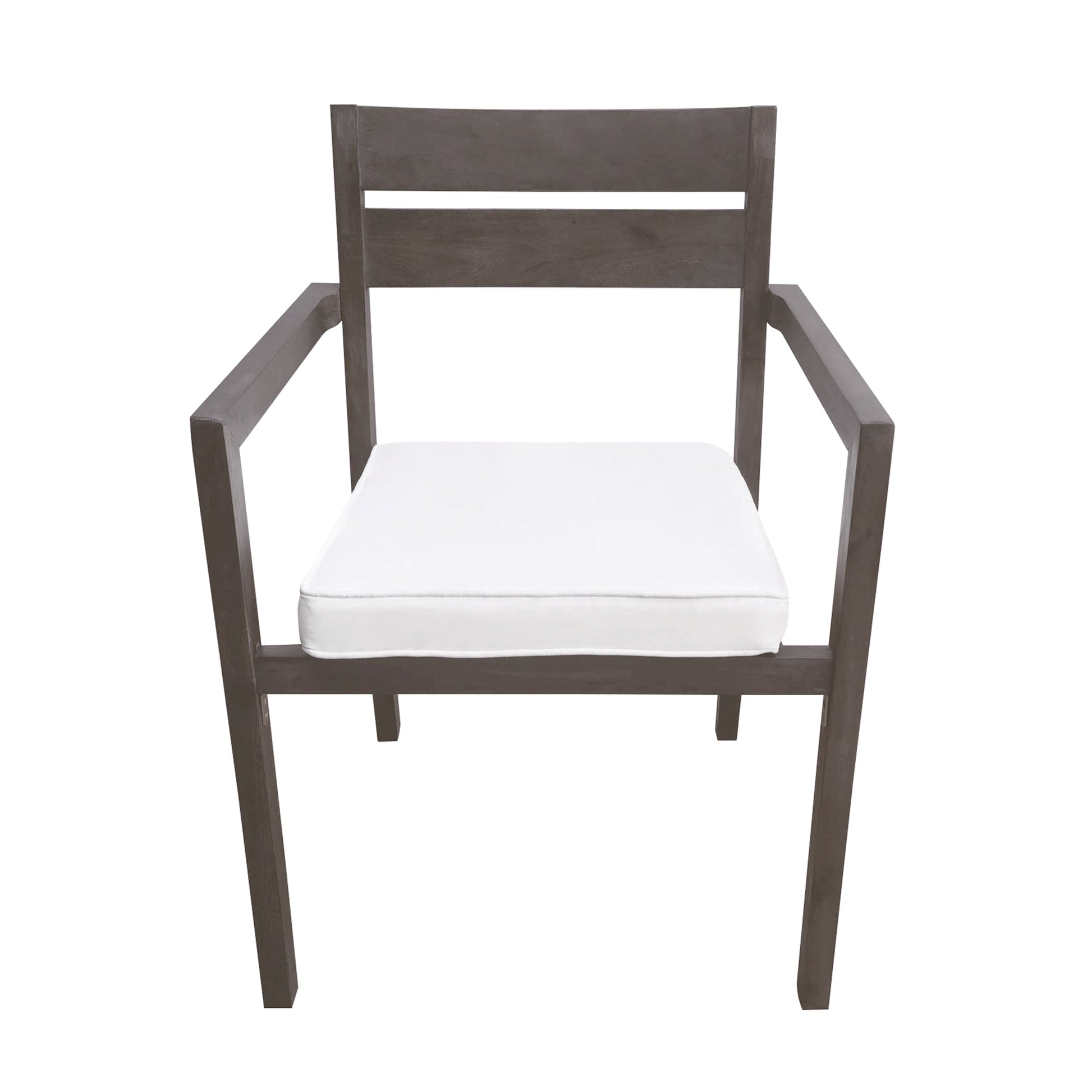 U_Style 7-Piece Acacia Wood Outdoor Dining Set with Cushions outdoor chair in dark brown with white cushion on Tampa Home & Garden Store