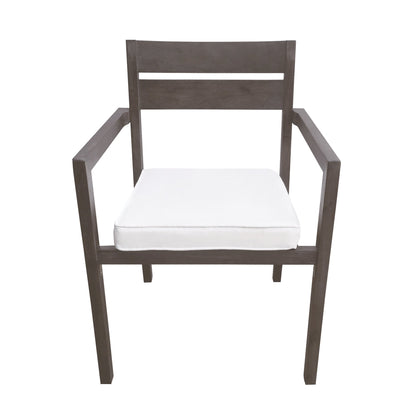 U_Style 7-Piece Acacia Wood Outdoor Dining Set with Cushions outdoor chair in dark brown with white cushion on Tampa Home & Garden Store