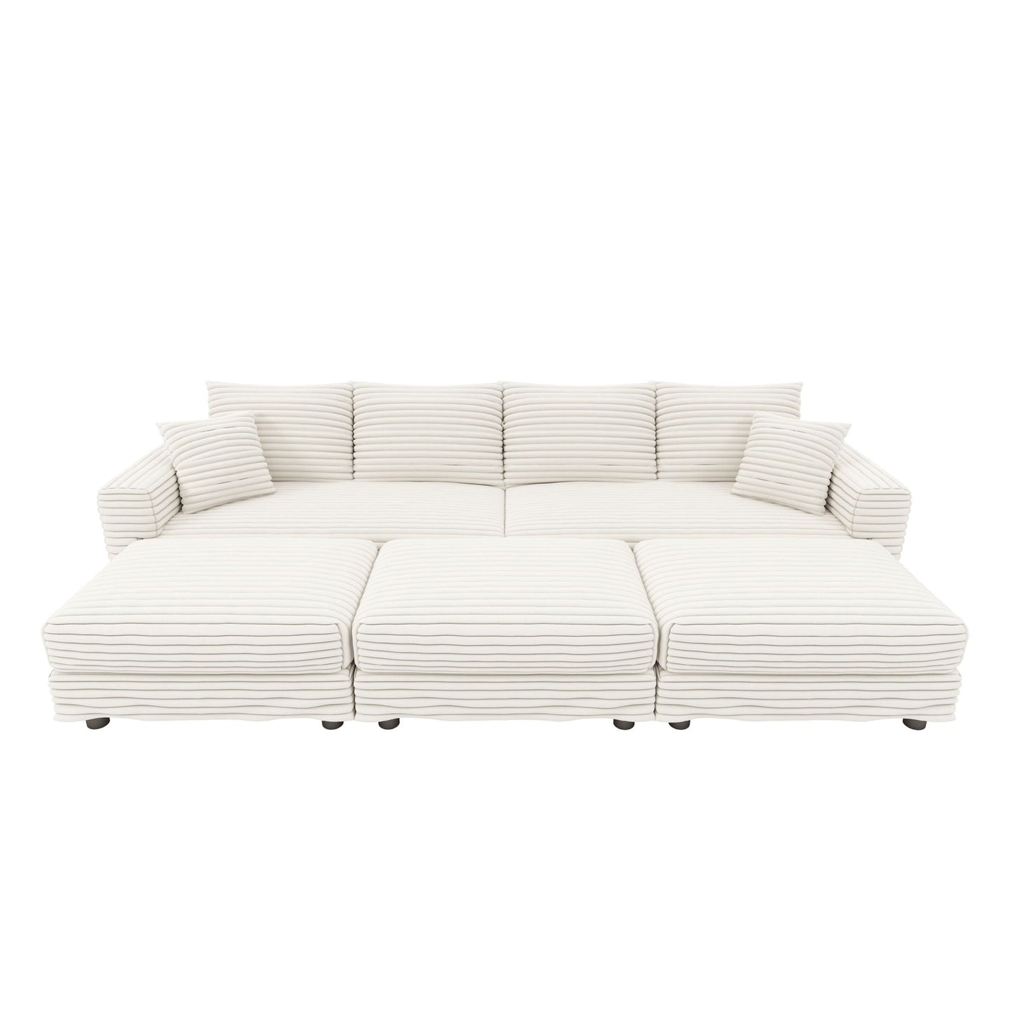 Deep Seat Sofa Bed With Ottoman and Soft Pillows
