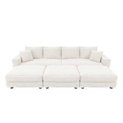 Deep Seat Sofa Bed With Ottoman and Soft Pillows