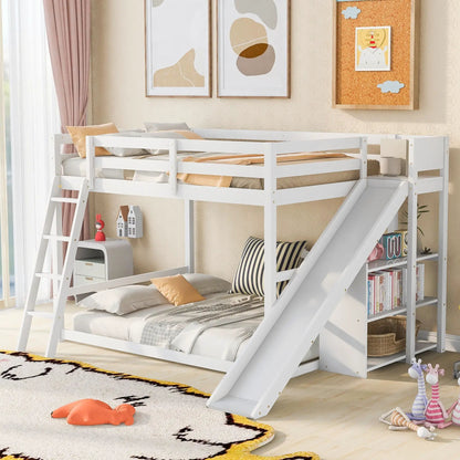 Bunk bed with ladder, slide and shelves in white pine wood by Unique Piece Furniture on Tampa Home & Garden Store
