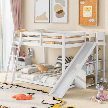 White-painted pine bunk bed with ladder, slide, and built-in shelves on Tampa Home & Garden Store