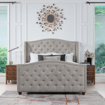 Solid Upholstered Bed Frame and Headboard Set
