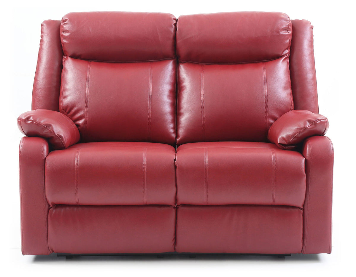 Reclining loveseat red PU leather upholstery with padded headrests by HouseOfZazla on Tampa Home & Garden Store
