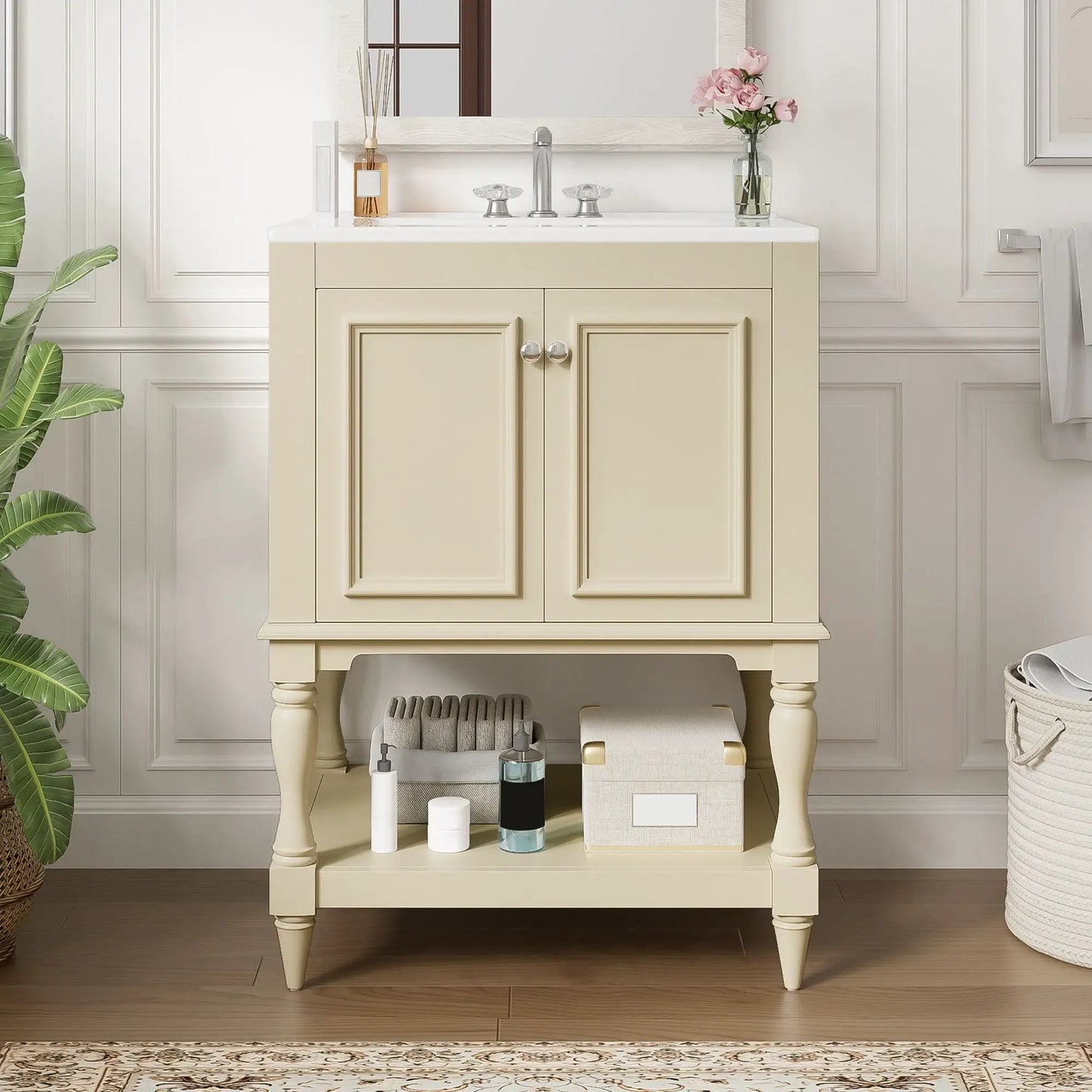 Modern Bathroom Vanity With Sink Open Shelf