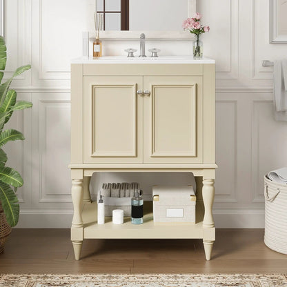 Modern Bathroom Vanity With Sink Open Shelf