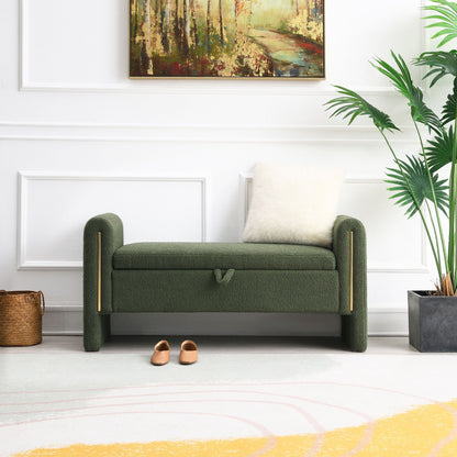 Modern Plush Teddy Bench With Storage And Seat