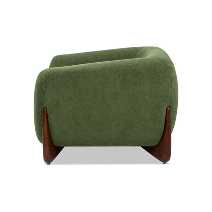 Sherpa Arm Chair with removable cushion in green upholstery and dark wood legs on Tampa Home & Garden Store
