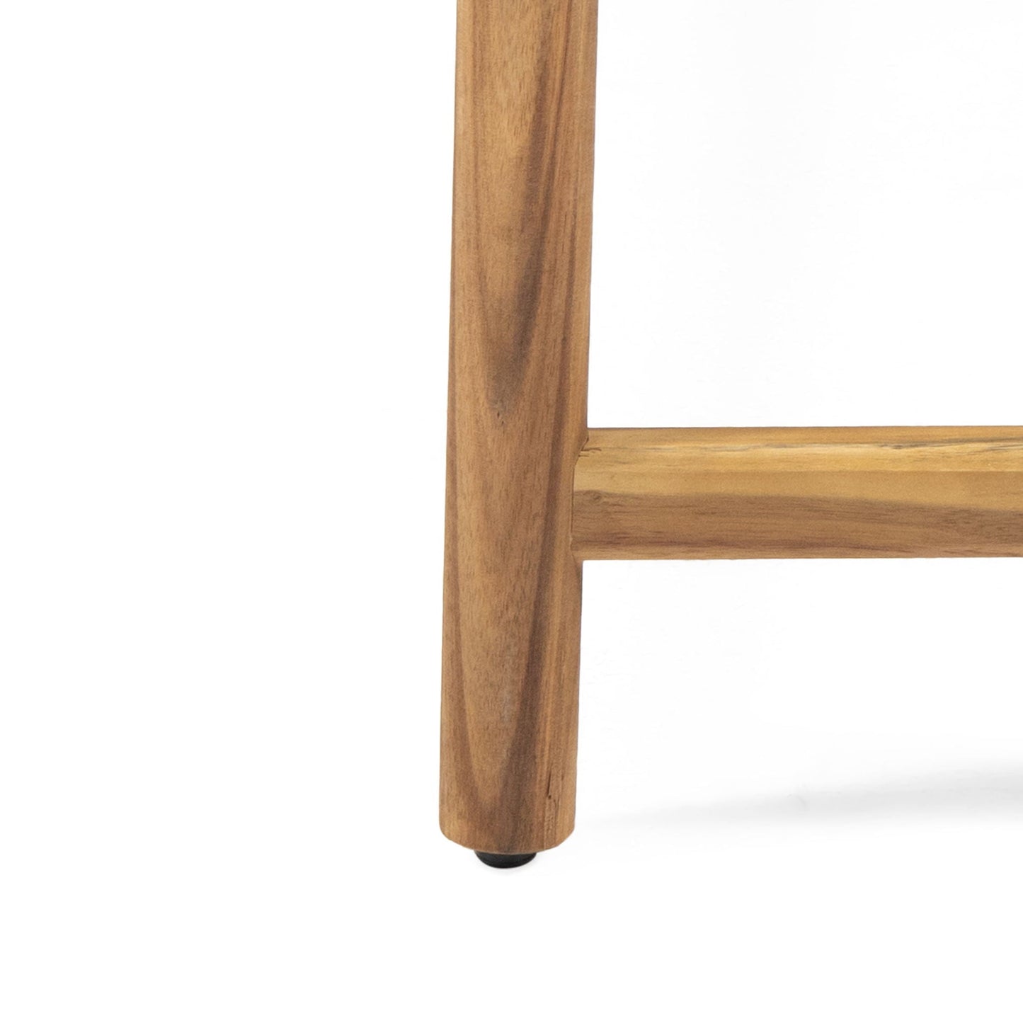 Cambria Rustic 3 Seater Bench - Teak wood frame with crossbars and black foot cap on Tampa Home & Garden Store