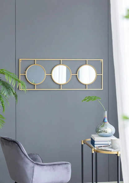 Three Mirror Wall Decor in Rectangular Frame