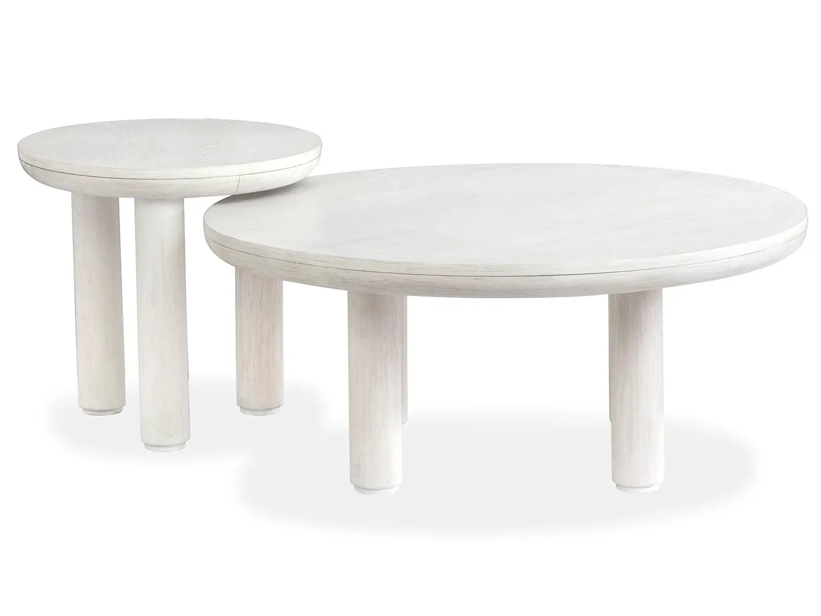 Sunset Cove nesting cocktail tables in whitewashed wood, two-piece set on Tampa Home & Garden Store
