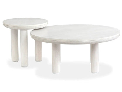 Sunset Cove nesting cocktail tables in whitewashed wood, two-piece set on Tampa Home & Garden Store