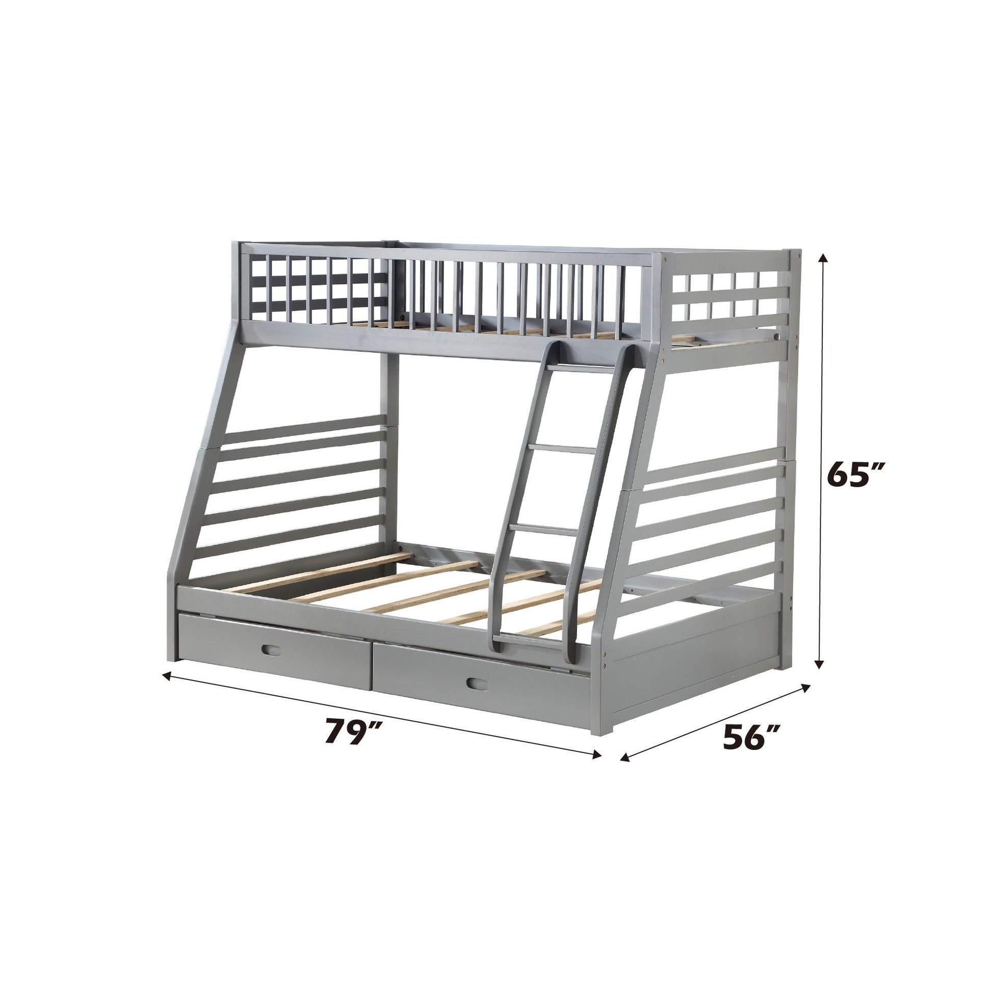 Jason Bunk Bed With Storage grey finish bunk bed with ladder and storage drawers on Tampa Home & Garden Store
