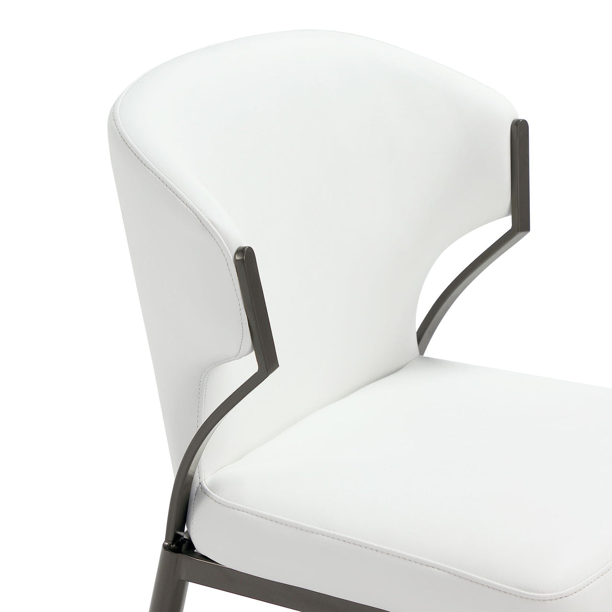 Kirsten Dining Chair Set of 2 white upholstered chairs with dark metal frame HouseOfZazla on Tampa Home & Garden Store