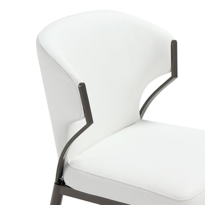 Kirsten Dining Chair Set of 2 white upholstered chairs with dark metal frame HouseOfZazla on Tampa Home & Garden Store