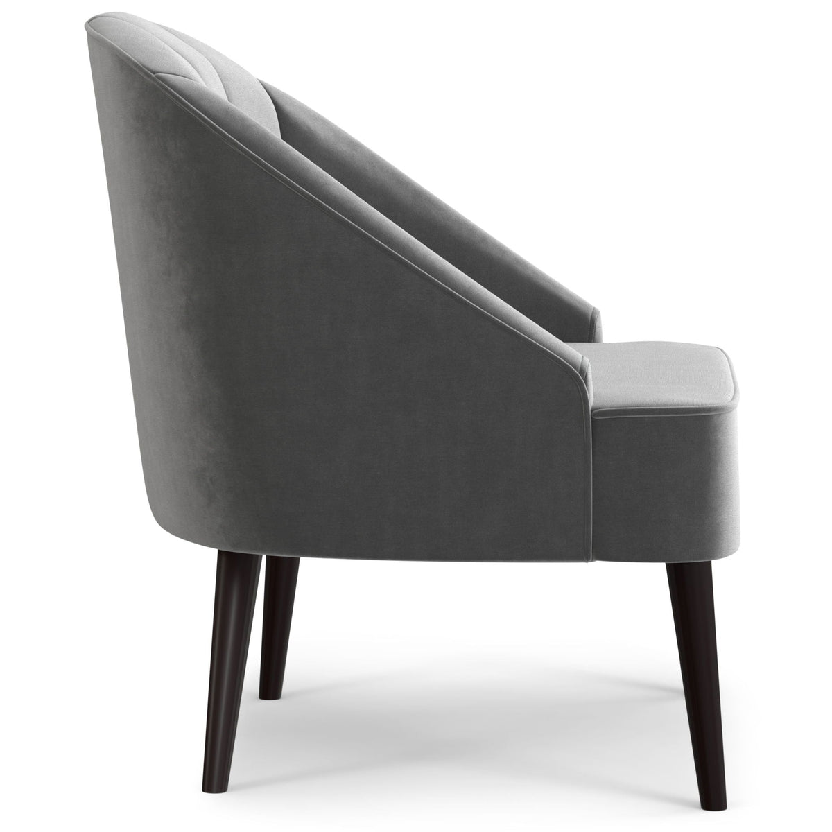 Upholstered Accent Chair with Curved Back in gray fabric by HouseOfZazla, dark wood legs on Tampa Home & Garden Store