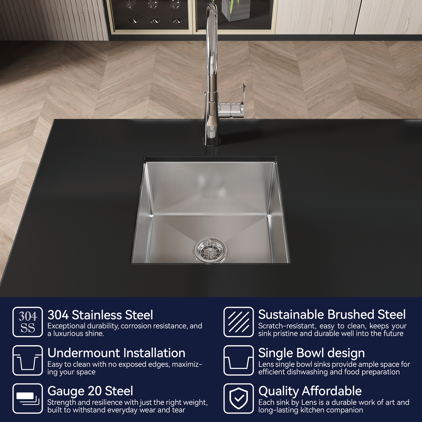 Single Bowl and Undermount Stainless Steel Sink