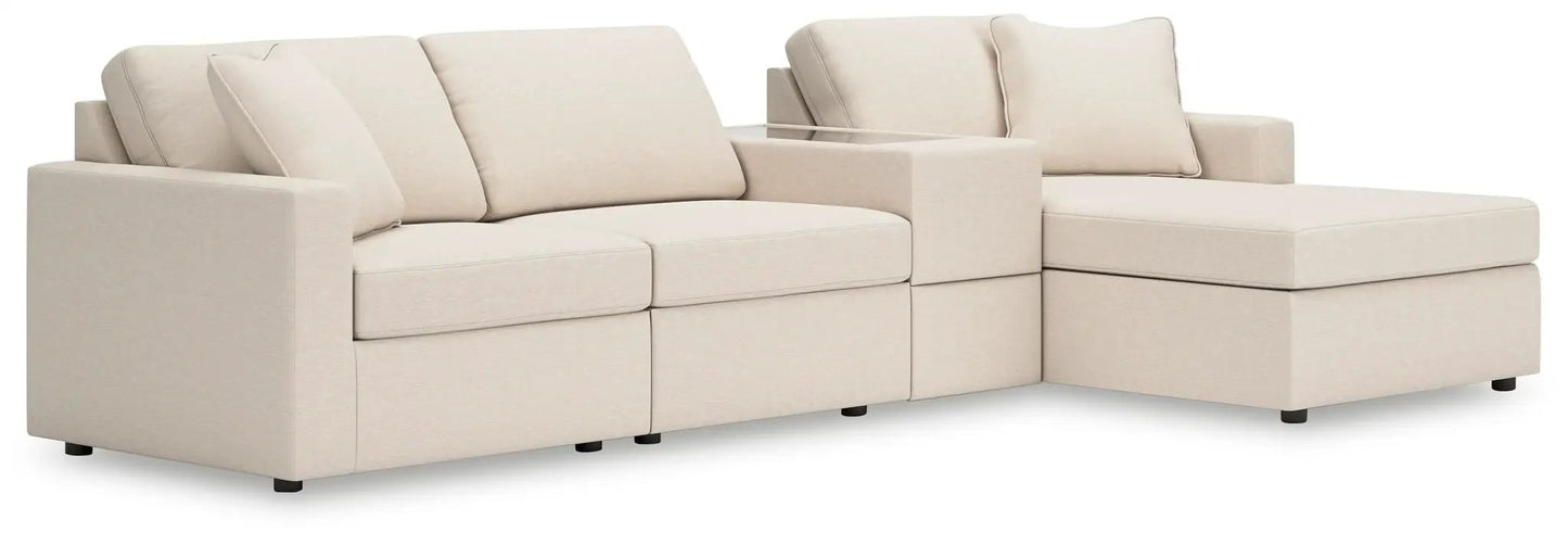 Modmax Oyster stationary sectional by Unique Piece Furniture in beige fabric with chaise on Tampa Home & Garden Store