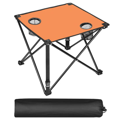 GemGear foldable camping table orange top with two cup holders and carrying bag on Tampa Home & Garden Store