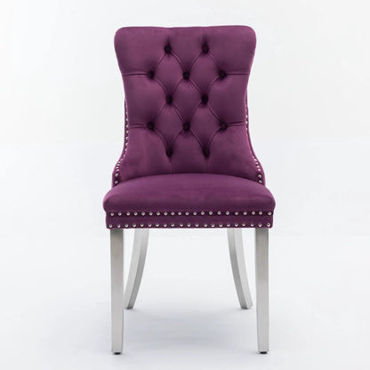 Nikki Contemporary Upholstered Dining Chair set of 2 in purple velvet on Tampa Home & Garden Store