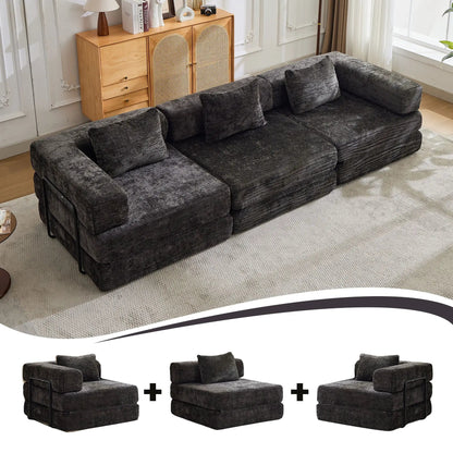 Convertible sofa bed modular sectional in dark gray fabric 3-piece set by Unique Piece Furniture on Tampa Home & Garden Store