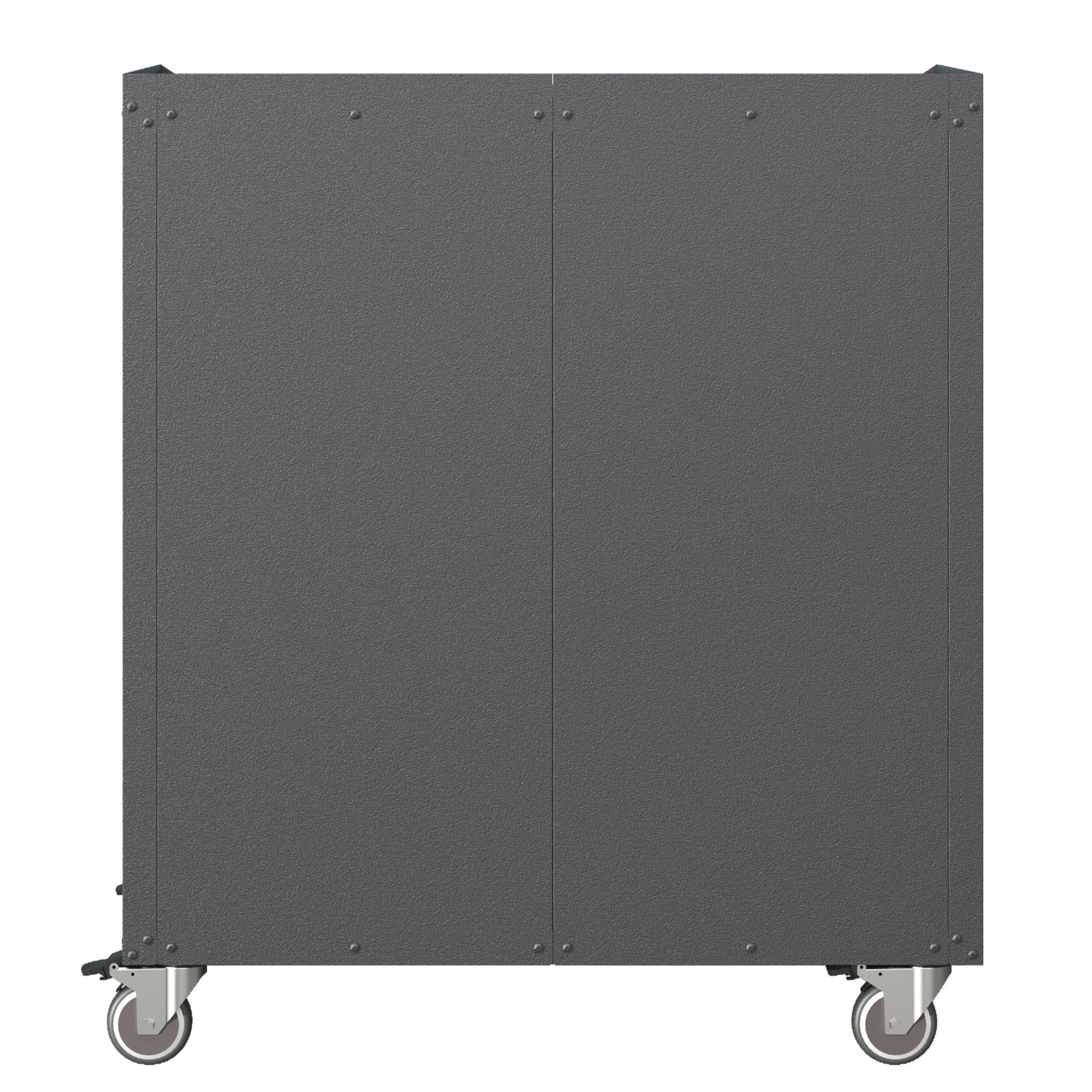 Sturdy gray steel tool storage cabinet on caster wheels, two-door mobile cabinet on Tampa Home & Garden Store