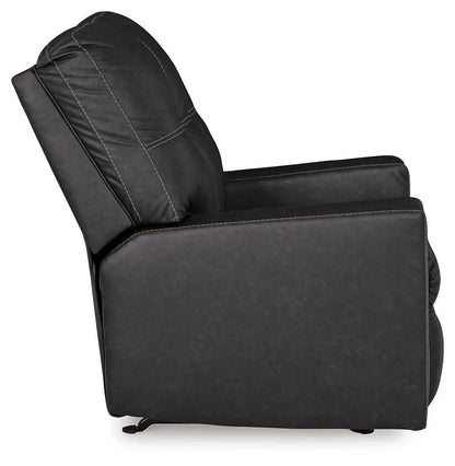 Barlin Mills Rocker Recliner, black faux leather upholstery, Unique Piece Furniture on Tampa Home & Garden Store