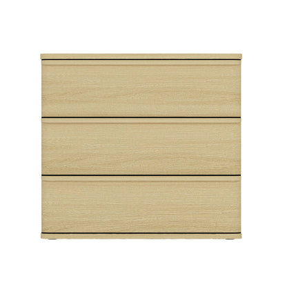 Oak nightstand with three drawers in natural finish; smooth wood grain and slim drawer gaps on Tampa Home & Garden Store