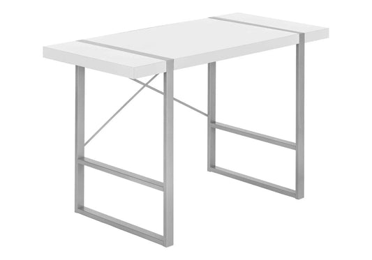Computer desk white top with gray metal frame, industrial design by Unique Piece Furniture on Tampa Home & Garden Store