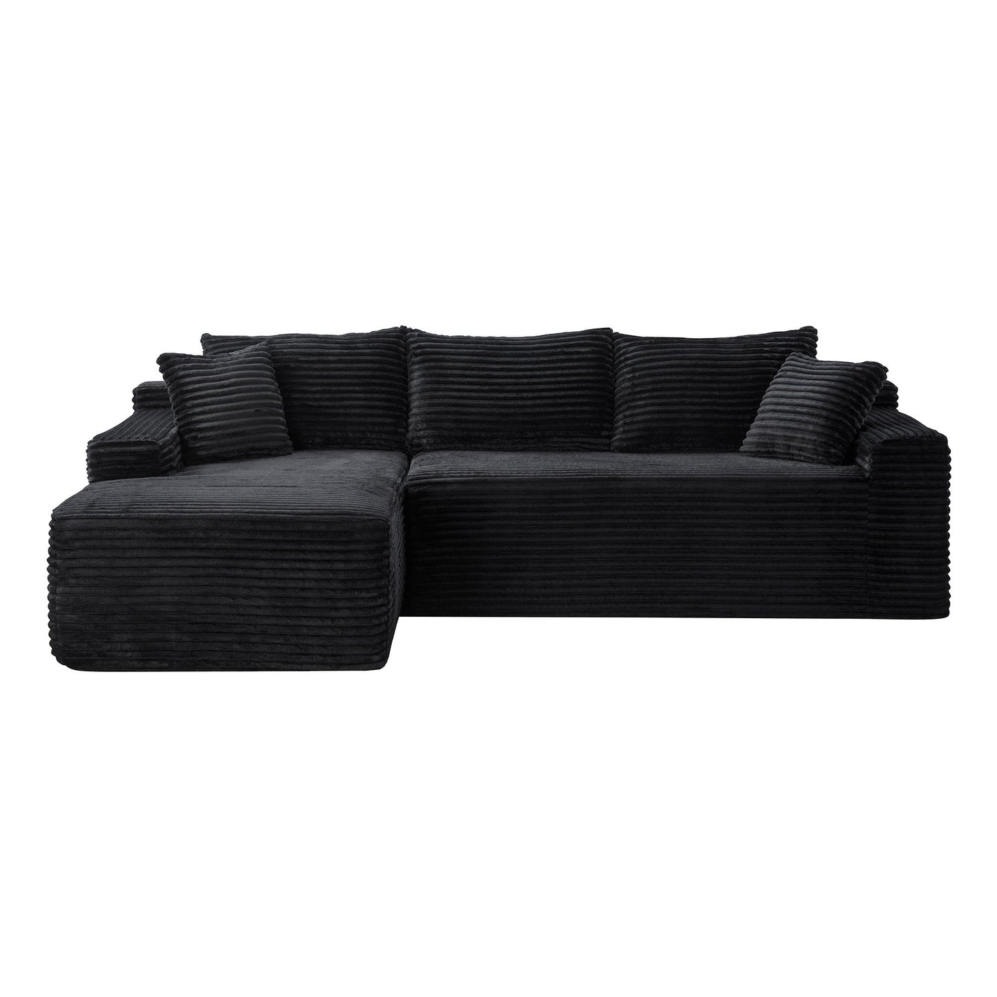 94.5in Cloud Modular Sectional Sofa with L-shape Chaise in charcoal ribbed fabric by HouseOfZazla on Tampa Home & Garden Store