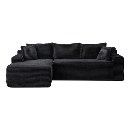 94.5in Cloud Modular Sectional Sofa with L-shape Chaise in charcoal ribbed fabric by HouseOfZazla on Tampa Home & Garden Store