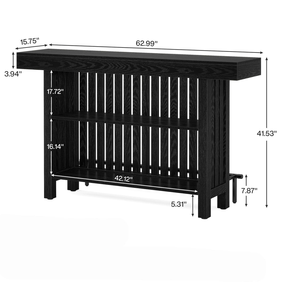 2 Tier Mini Bar Table for Kitchen in black by HouseOfZazla, home bars with slatted back on Tampa Home & Garden Store
