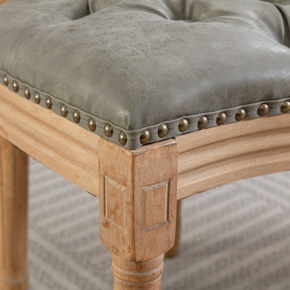 French style solid wood dining chair with nailhead trim in grey upholstery and light oak legs on Tampa Home & Garden Store