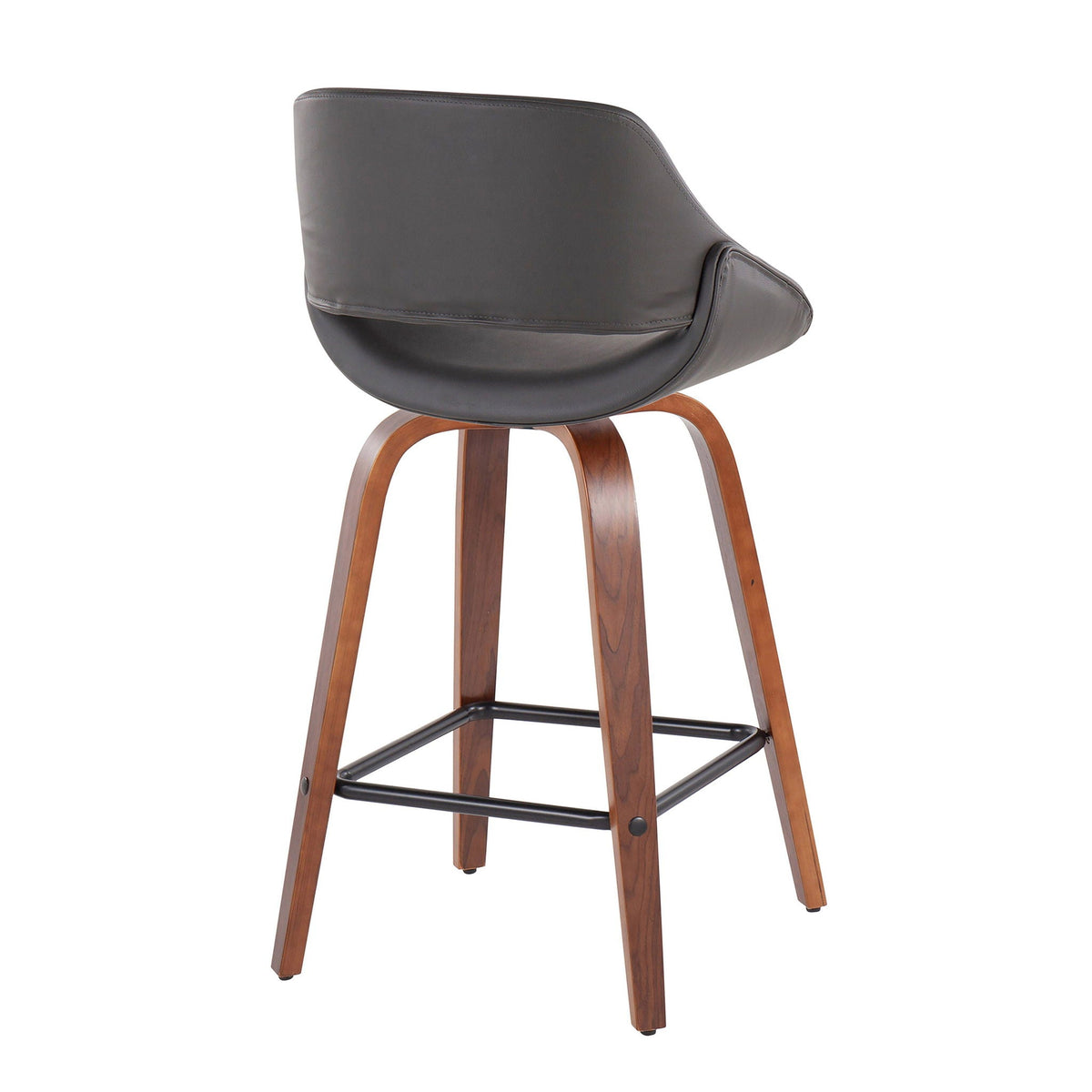 Fabrico counter stools set of 2, black leather seat with wood legs midcentury style on Tampa Home & Garden Store